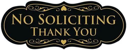 Vista 16 de Letrero con frase en inglés "NO SOLICITING Thank You