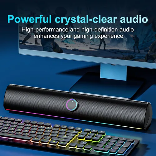 Vista 6 de Altavoces de computadora para PC de escritorio, barra de sonido de computadora Bluetooth, barra de sonido inalámbrica para PC, refuerzo de graves