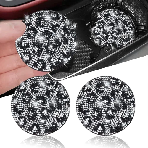 Vista 35 de NBTEPEM 2 posavasos de auto con diamantes de imitación, 2.75 pulgadas, antideslizantes, a prueba de golpes, universal, a la moda, para auto