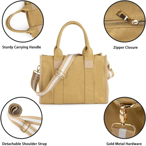 Vista 2 de Viva Terry Bolsa de lona para mujer, estilo casual, para la escuela y el trabajo, con cremallera