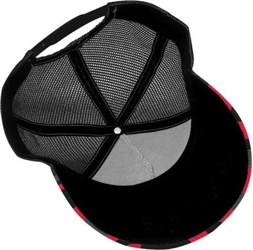 Vista 4 de Gorra de béisbol de malla para hombre, diseño de camuflaje, color rojo y camuflaje, Negro