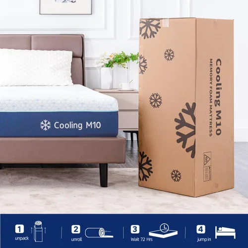 Vista 6 de Gelsea Colchón individual de 10 pulgadas en caja, colchón de espuma viscoelástica de gel para sueño fresco, alivio de presión, firmeza media