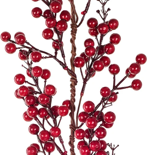 Vista 6 de Lvydec Guirnalda de bayas rojas de Navidad - Guirnalda artificial de bayas rojas de 6 pies con tallos flexibles para decoración de chimenea