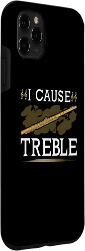 Vista 3 de Funda para iPhone 11 Pro Max con flauta transversal, I Cause Treble, divertida funda Flutist