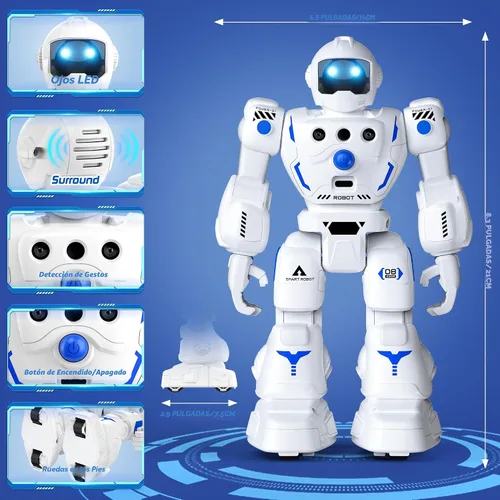 Vista 7 de Juguetes de robot para niños de 3 a 5 años, regalo de robots 2-Blanco