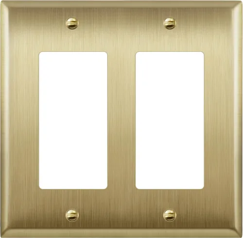 Vista 19 de ENERLITES Placa de pared metálica decorativa para interruptor o tomacorriente, resistente a la corrosión, tamaño de 2 segmentos, 4.50" x 4.57