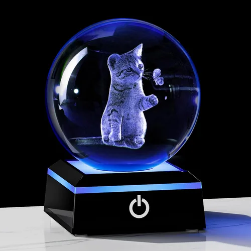 Vista 21 de Qianwei Regalos de mariposa para mujeres con bola de cristal 3D de 3.14" - 80mm, figuras de animales de cristal con láser, estatuas para decoración