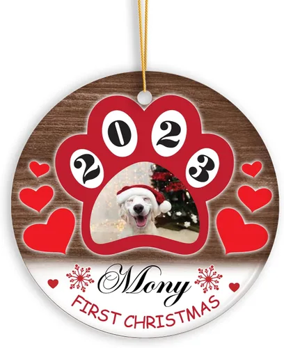 Vista 12 de Adorno personalizado de aniversario de boda, foto personalizada con nombre y fecha, adorno de aniversario de boda Navidad 2023, regalos de Navidad