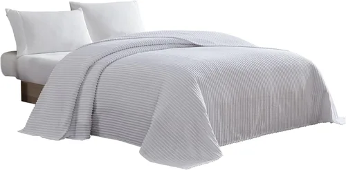 Vista 12 de Beatrice Home Fashions Colcha de chenilla Channel, King, color azul
