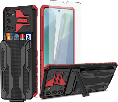 Vista 10 de Asuwish Funda de teléfono para Samsung Galaxy Note 20 Glaxay Note20 5G con protector de pantalla de vidrio templado y soporte para tarjeta de Negro