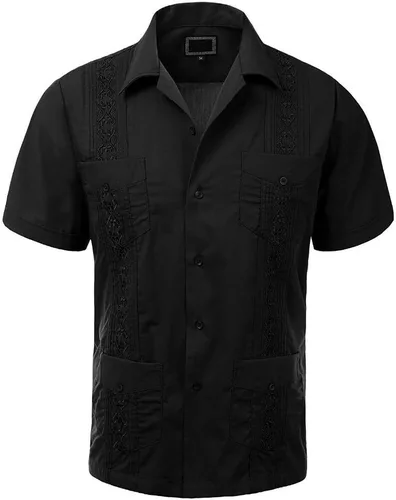 Vista 13 de vkwear Guayabera - Camisa de vestir casual con botones y manga corta para hombre