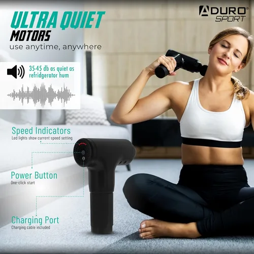 Vista 5 de Pistola de masaje de percusión Aduro Pistola de masaje muscular de tejido profundo, Elite Recovery™ Pistola masajeadora eléctrica de mano perfecta