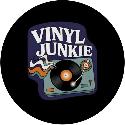 Vista 3 de Vinyl Junkie Retro Turntable Record Collector Music Lover PopSockets Adhesive PopGrip