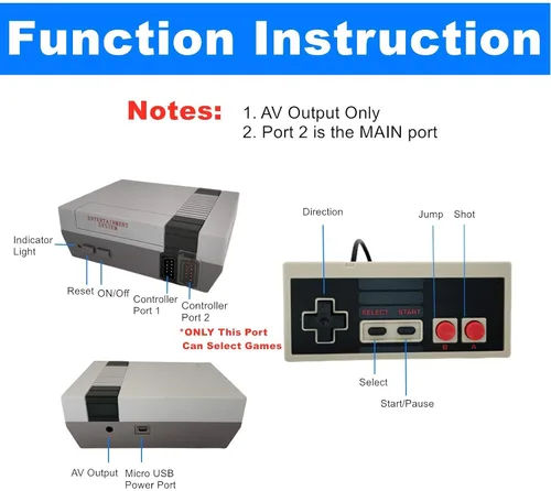 Vista 5 de Mini consola de videojuegos retro clásica con 620 juegos y 2 controladores sistema de videojuegos de la vieja escuela para niños regalo