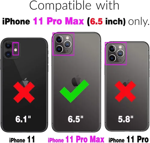 Vista 2 de Asuwish Funda de teléfono para iPhone 11 Pro Max 6.5 con protector de pantalla de vidrio templado y anillo de bloqueo RFID, soporte para tarjetas