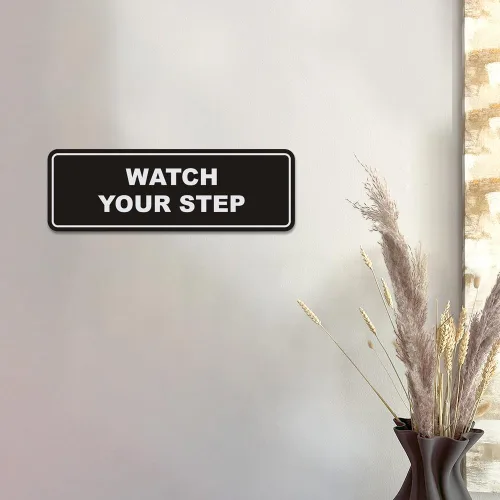 Vista 7 de Signs ByLITA Letrero estándar para pared o puerta con texto en inglés «Watch Your Step», señalización de salud y seguridad (negro), mediano
