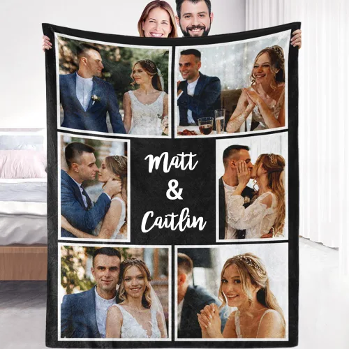 Vista 17 de Manta de Forro Polar Sherpa con Foto Personalizada - Suave, Cálida, Esponjosa - Regalos Personalizados para Parejas, Novio, Novia - Manta con Imagen