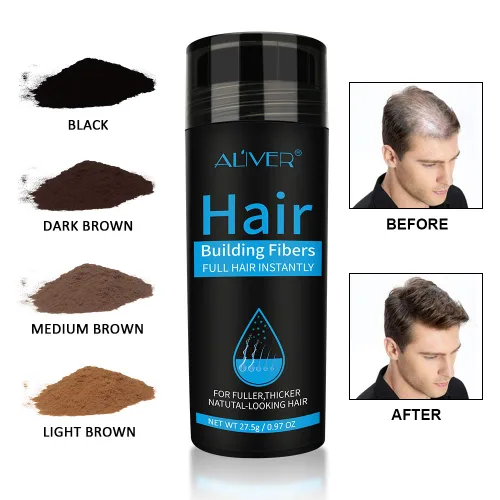 Vista 3 de ELAIMEI Fibras de cabello negro para cabello fino, fórmula natural, polvo sin perfume, negro, unisex, adultos, hombres y mujeres