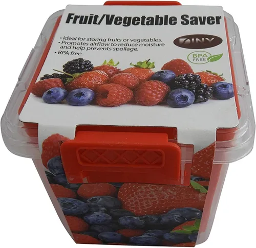 Vista 6 de Home & Style Recipiente de almacenamiento de productos con colador, enjuague, escurre y mantiene las frutas frescas, sin BPA, con tapa, ideal