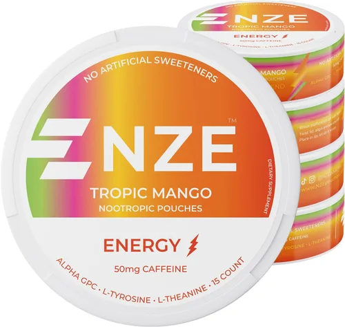 Vista 16 de NZE Bolsas nootrópicas de cafeína (canela), bolsas energéticas con 50 mg de cafeína, Alpha GPC, L-tirosina y L-teanina sin azúcar ni edulcorantes