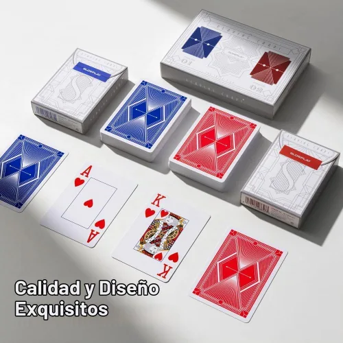 Vista 3 de SLOWPLAY Naipes 100% de plástico, Gen 2, 2 mazos (rojo/azul)