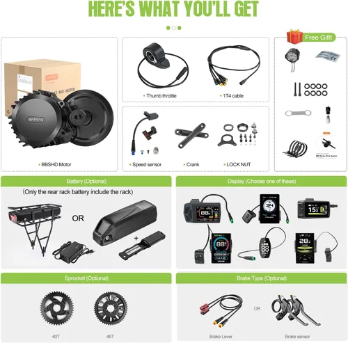 Vista 8 de Velocímetro Bafang BBSHD, BBS02B, eléctrico, para motor de bicicleta, 1,000 vatios, 750 vatios, 500 vatios, kit de conversión para bicicleta