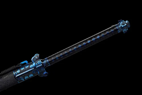 Vista 5 de Espada china de acero de alto carbono SJ SHI JIAN dinastía Tang Dao hoja recta con patrón de dragón funda
