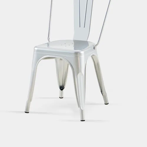 Vista 4 de Juego de 2 sillas de comedor industriales de metal de 18 pulgadas de altura de asiento, apilables, para interiores y exteriores, superficie ligera
