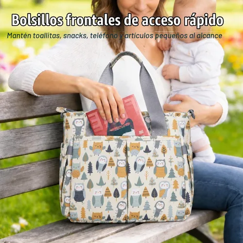 Vista 6 de Bolsa de pañales de viaje mediana para mamá y papá Cute Owl