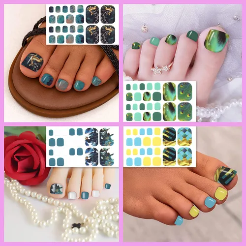 Vista 5 de 440 puntas, 20 hojas de calcomanías de uñas de gel para mujeres, calcomanías de uñas de gel con estampado de mármol, tiras autoadhesivas de esmalte