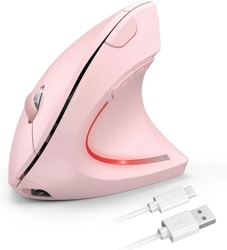 Vista 14 de TECKNET Ratón Ergonómico, Ratón Vertical Inalámbrico Recargable para Túnel Carpiano Mano Derecha, 4800 DPI 5 Niveles Ajustables 2.4GHz con Receptor