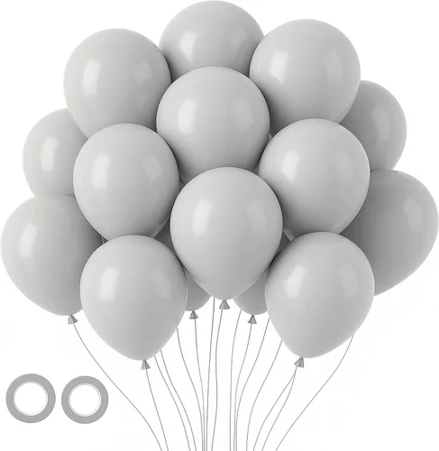 Vista 14 de Voircoloria Paquete de 90 globos de arena blanca de diferentes tamaños de 18/12/10/5 pulgadas, kit de arco de guirnalda de globos blancos arena