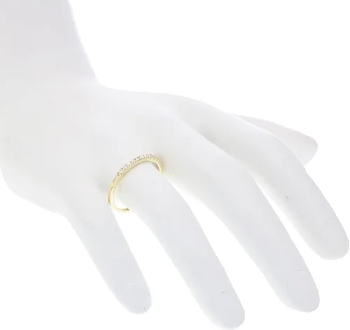 Vista 5 de Anillo de aniversario de boda de diamantes pequeños de 110 quilates (ctw) para mujer, anillo de compromiso de diamantes redondos de oro amarillo