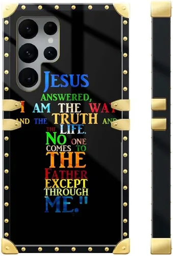 Vista 3 de Funda compatible con Samsung Galaxy S22 Ultra, funda protectora de TPU suave a prueba de golpes, con diseño de cruz de Jesús de la Biblia de Cristo