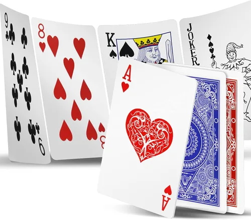 Vista 7 de INTEGEAR Juego de cartas de 2 barajas de póquer de plástico impermeable para Texas Holdem Poker Go Fish y más juegos de cartas, índice jumbo de 2.5