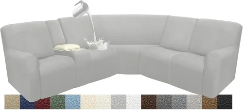 Vista 113 de Fundas impermeables de sofá reclinable modular para sofás reclinables, lavable en forma de L, para perros, fundas elásticas para sofá reclinable