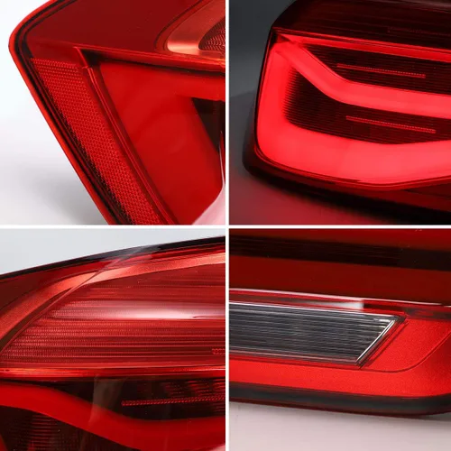 Vista 8 de YUANZHENG Luces traseras secuenciales LED para [BMW F30 F80 320i 328i 335i Sedan 6ª generación 2013 2014 2015 2016 2017 2018] con DRL de fibra Rojo