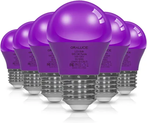 Vista 11 de ORALUCE Bombilla de porche rosa equivalente a 40 W, bombillas LED A15 para decoración e iluminación de fiestas de Halloween, Navidad, bombilla
