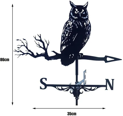 Vista 5 de Weather Vane - Vane decorativo para jardín con estaca de acero inoxidable estilo retro para casa, garaje, cúpula (búho)