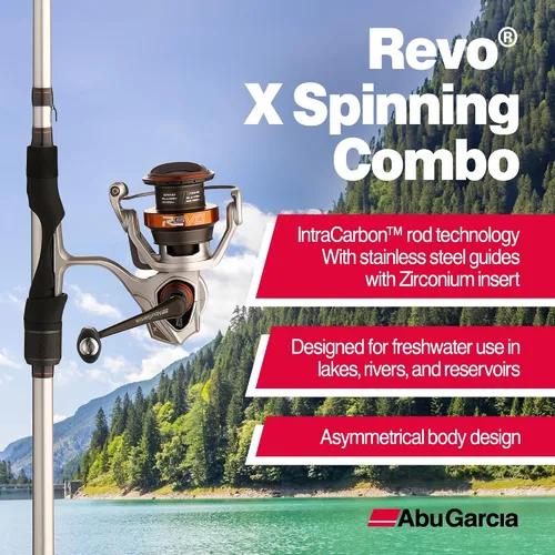 Vista 2 de Abu Garcia Revo X Carrete Giratorio y Combo de Caña de Pesca
