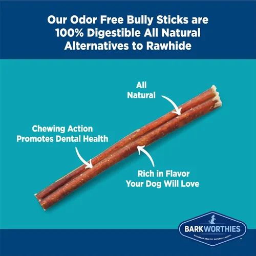 Vista 2 de Barkworthies Golosina Bully Stick sin olor, 6 pulgadas, (paquete de 5)