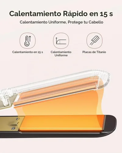 Vista 4 de Piastra per Capelli, profesional con rivestimento en nano-titanio, piastra 2 en 1 Titanium Flat Iron para el cabello hace que el cabello brillante