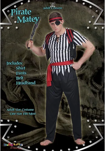 Vista 2 de eraspooky Halloween adulto pirata Matey de los hombres disfraz