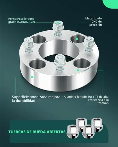 Vista 4 de SCITOO 2X 3.8 cm 4x110mm a 4x110mm espaciadores de ruedas 4 tuercas compatibles con Honda Rancher 350 2000-2006 con pernos de 10x1.25 2 pzas