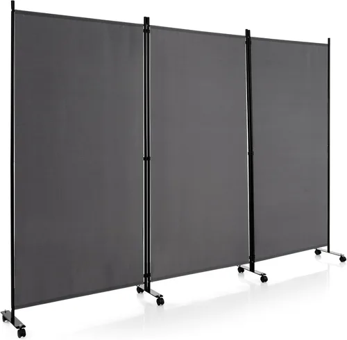 Vista 10 de Giantex Divisor de Habitación Panel Individual Grande, 73''A x 73''Al Pantalla de Privacidad con Ruedas Bloqueables, Panel Divisor de Habitación