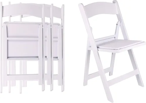 Vista 8 de BTEXPERT Silla plegable de resina con asiento acolchado de vinilo para interiores y exteriores, ligera, set para eventos en el hogar, fiestas