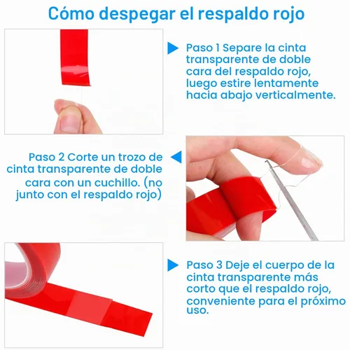 Vista 5 de Phinus Cinta adhesiva de doble cara, paquete de 2 unidades, resistente (3/4 pulgadas de ancho, total de 20 pies), cinta adhesiva transparente