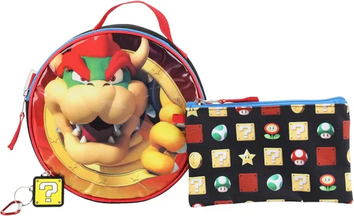 Vista 8 de Bioworld Kids Super Mario Brothers - Juego de mochila y lonchera de 5 piezas Azul