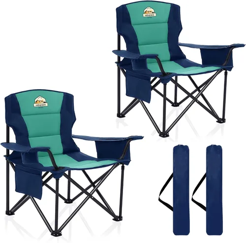 Vista 13 de Colegence Sillas de Camping Plegables de Tamaño Grande - Soporte de 450 LBS Silla de Campamento de Servicio Pesado con Cojín Acolchado, Sillas