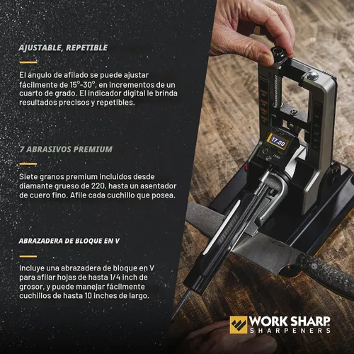 Vista 4 de Work Sharp Afilador de cuchillos de ajuste de precisión profesional, kit de afilado de cuchillos ajustable para bolsillo, caza, cocina, cuchillos